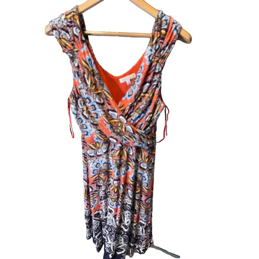 Spense Multicolor Floral Pattern Sleeveless V-Neck Sheath Dress SZ Large
